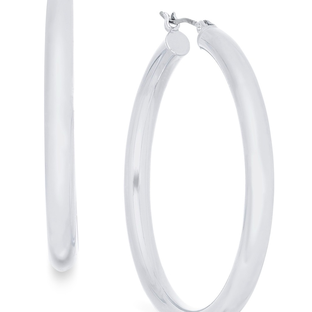 On 34th Hoop Earrings, Created for Macy's - Silver